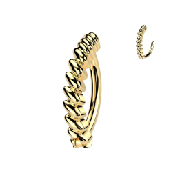 Piercing nombril plaqué or anneau clicker motif twist