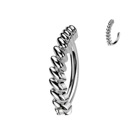 Piercing nombril en acier anneau clicker motif twist