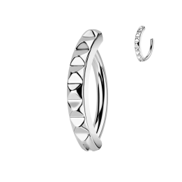 Piercing nombril en acier anneau clicker motif pyramides