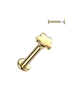Piercing oreille hélix en titane doré avec embout fleur