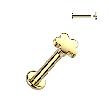 Piercing oreille hélix en titane doré avec embout fleur