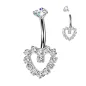 Piercing nombril en titane coeur contour zircons blancs