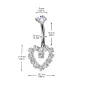 Piercing nombril en titane coeur contour zircons blancs