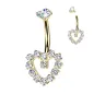 Piercing nombril en titane doré coeur contour zircons blancs