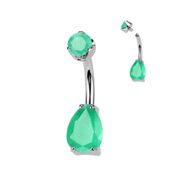 Piercing nombril en titane larme onyx verte