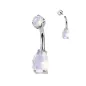 Piercing nombril en titane larme quartz rose