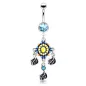Piercing nombril acier motif tribal perles pendentifs feuilles