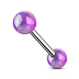 Piercing langue boules métallisées violet