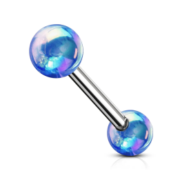 Piercing langue boules métallisées bleu