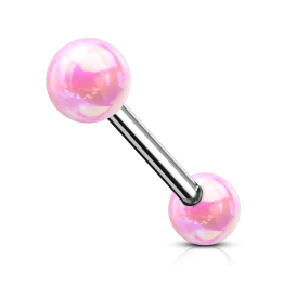 Piercing langue boules métallisées rose