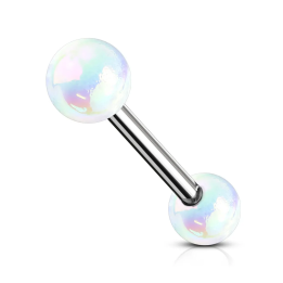 Piercing langue boules métallisées blanc