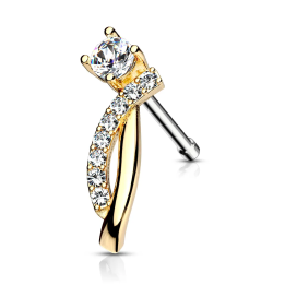 Piercing nez tige droite doré courbes pavé de strass