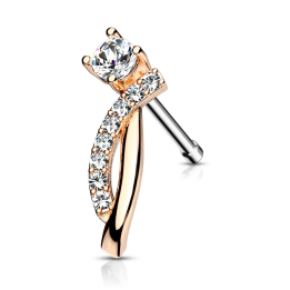 Piercing nez tige droite rosé courbes pavé de strass