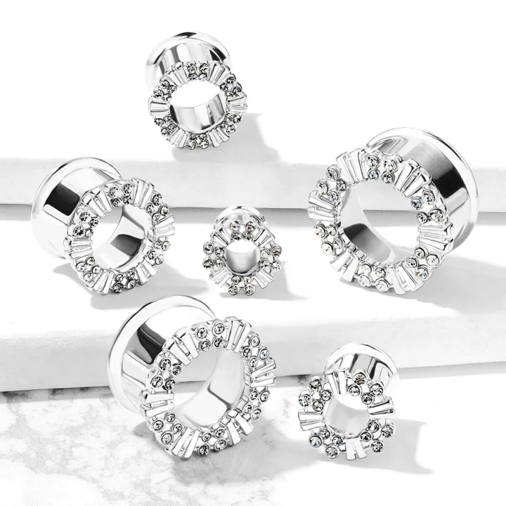 Piercing tunnel oreille à décoration et strass