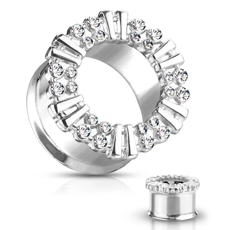 Piercing tunnel oreille à décoration et strass