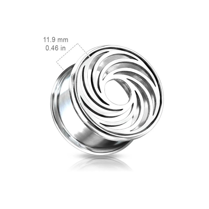 Piercing tunnel oreille à décoration tourbillon