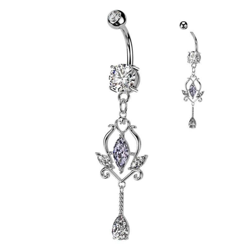 Piercing nombril pendentif floral marquises