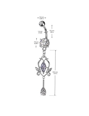 Piercing nombril pendentif floral marquises