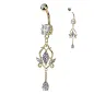 Piercing nombril doré pendentif floral marquises