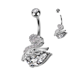 Piercing nombril cygne pavé de strass