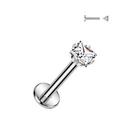 Piercing oreille en titane avec zirconium carré
