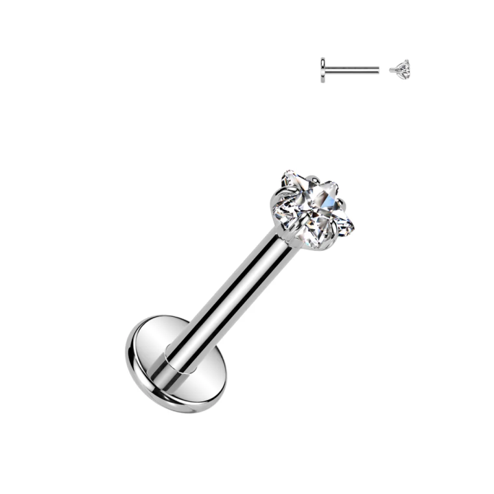 Piercing oreille en titane avec zirconium étoile