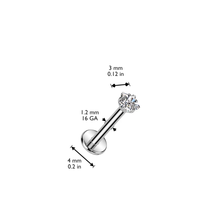 Piercing oreille en titane avec zirconium étoile