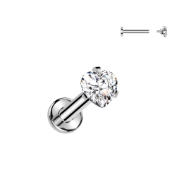 Piercing oreille en titane avec zirconium cœur