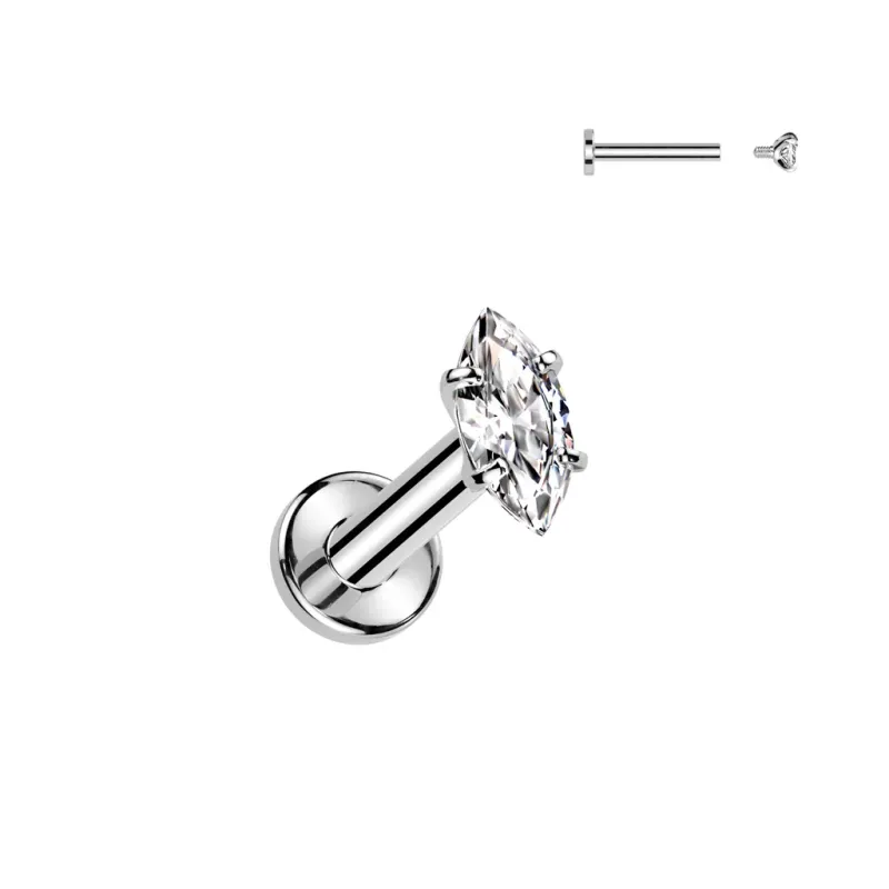 Piercing oreille en titane avec zirconium marquise