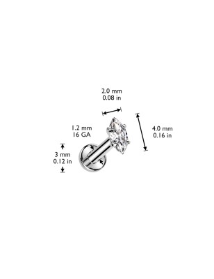 Piercing oreille en titane avec zirconium marquise