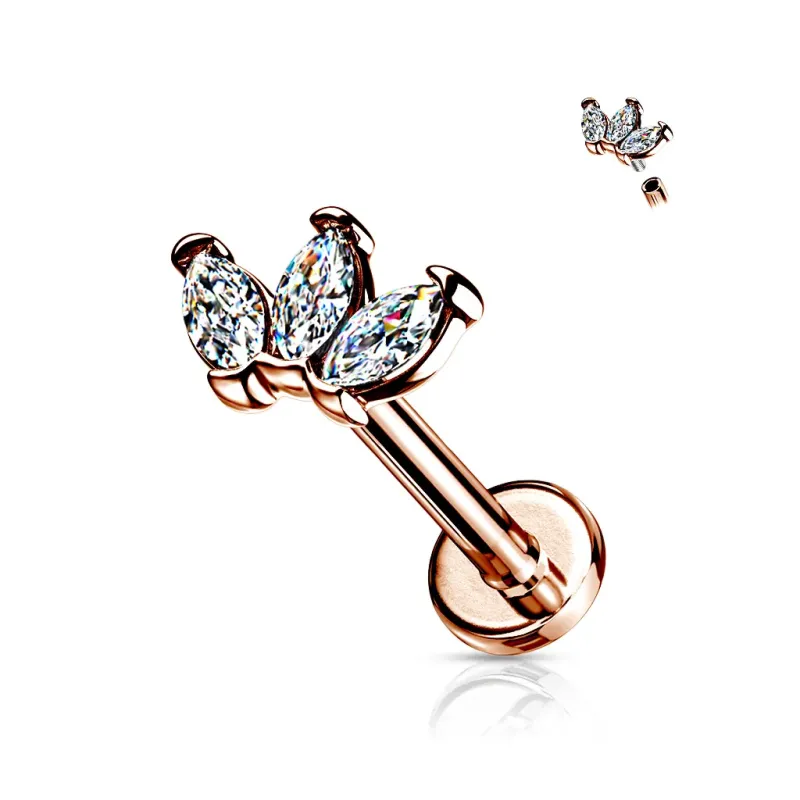 Piercing oreille hélix triple marquise rosé