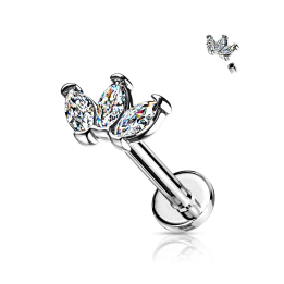 Piercing oreille hélix triple marquise acier