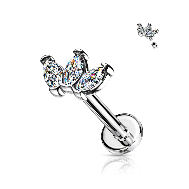Piercing oreille hélix triple marquise acier