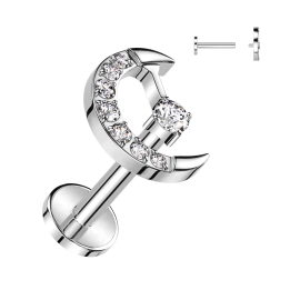 Piercing d'oreille en titane astm F136 avec croissant de lune