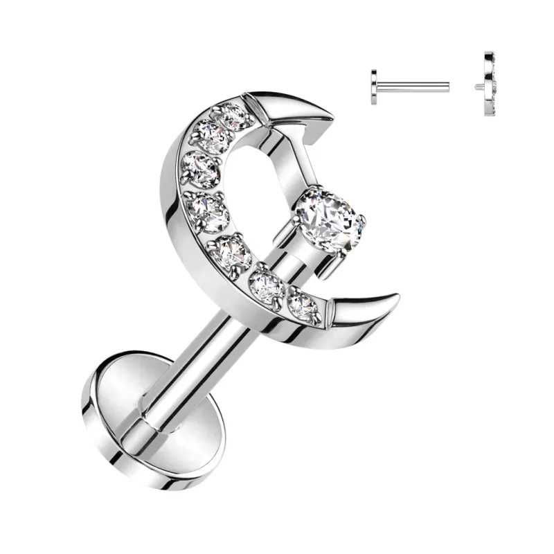 Piercing d'oreille en titane astm F136 avec croissant de lune