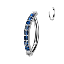 Piercing nombril anneau clicker en titane zirconiums bleu