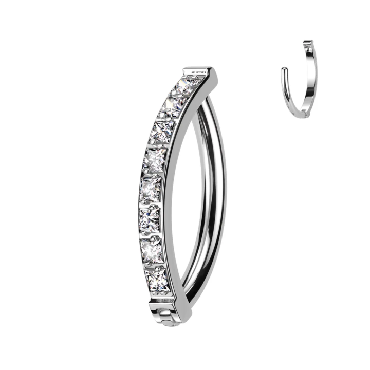 Piercing nombril anneau clicker en titane zirconiums blanc