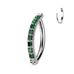 Piercing nombril anneau clicker en titane zirconiums émeraude