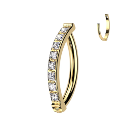 Piercing nombril anneau clicker en titane doré zirconiums blanc