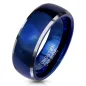Bague homme tungstène bleu bordures argentées