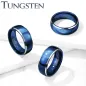 Bague homme tungstène bleu bordures argentées