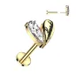 Piercing oreille en acier doré embout push-in coeur luck