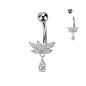 Piercing nombril en titane marquise et pendentif larme