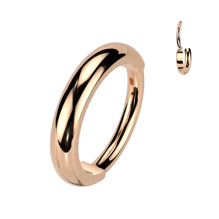 Piercing anneau en titane or rose avec surface bombée