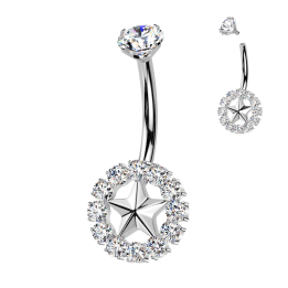 Piercing nombril titane étoile zircons – Bijou hypoallergénique