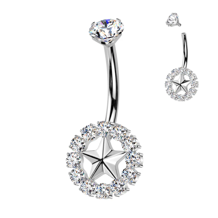 Piercing nombril titane étoile zircons – Bijou hypoallergénique