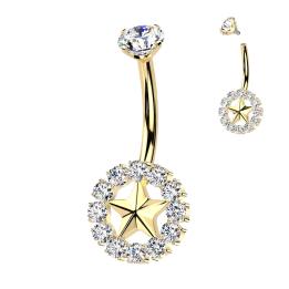 Piercing nombril doré étoile titane & zircons – Luxe & confort