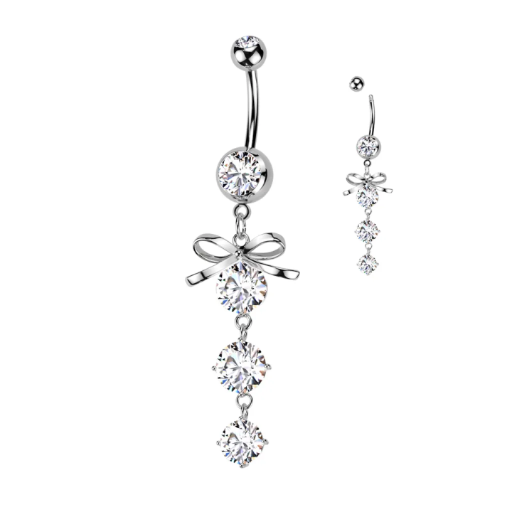 Piercing nombril ruban gemmes cascade