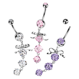 Piercing nombril ruban gemmes cascade