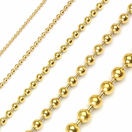 Chaîne à billes en acier doré – Chaîne solide pour bijoux & pendentifs